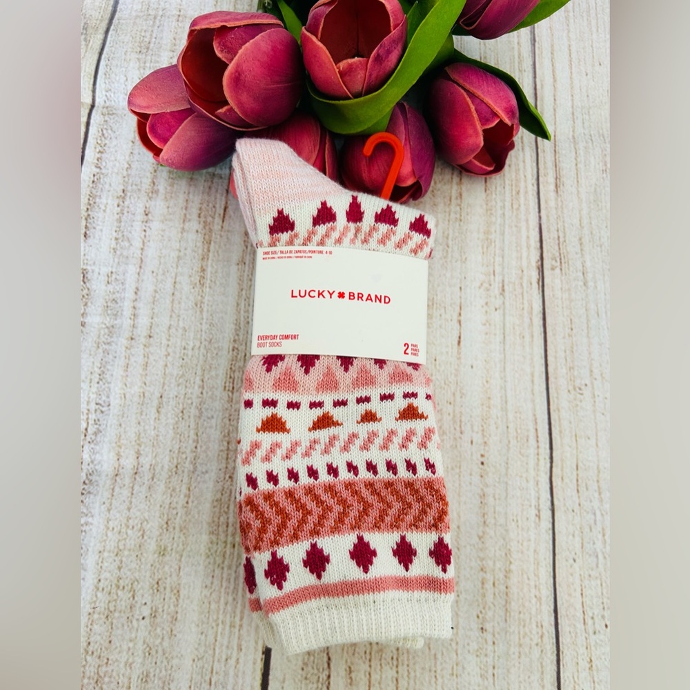 Lucky Brand Women’s Colorful Fair Isle Everyday Comfort Boot Socks NWT